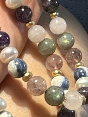 WHBM Quartz Bead Necklace Freshwater Pearl Crackle Quartz Mixed Stone